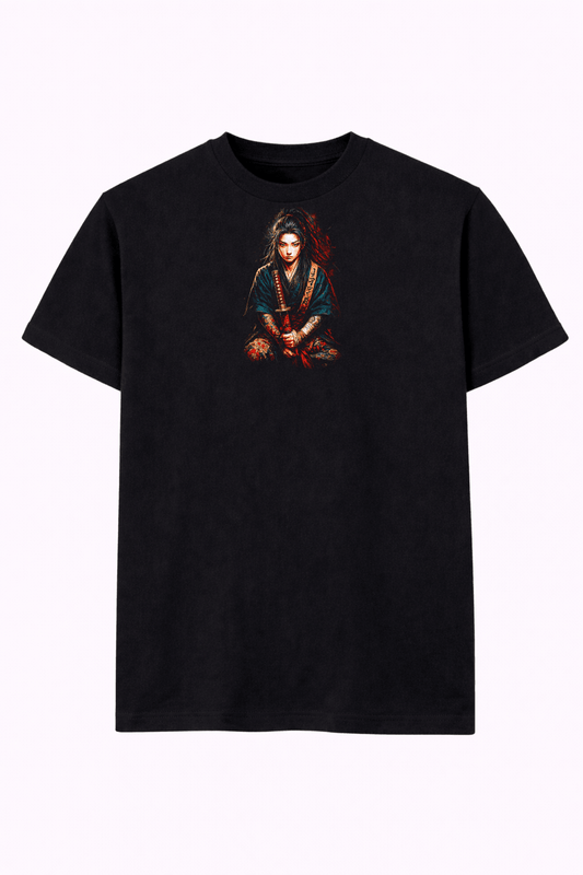 Heavy Cotton Oversized Halftone Japanese Warrior Tee - Gallagher&Keeney
