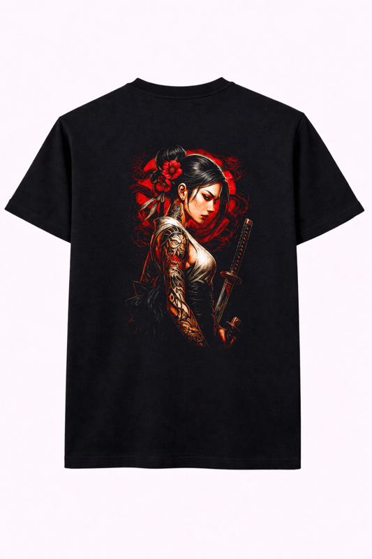 Heavy Cotton Oversized Halftone Japanese Warrior Tee - Gallagher&Keeney