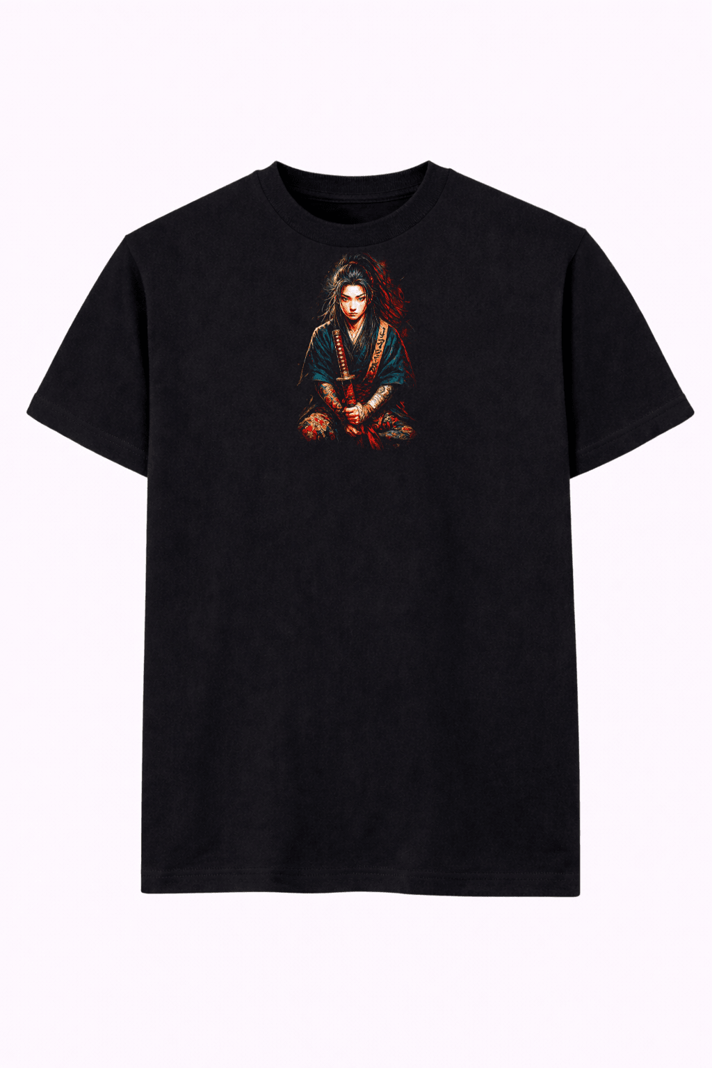 Heavy Cotton Oversized Halftone Japanese Warrior Tee - Gallagher&Keeney