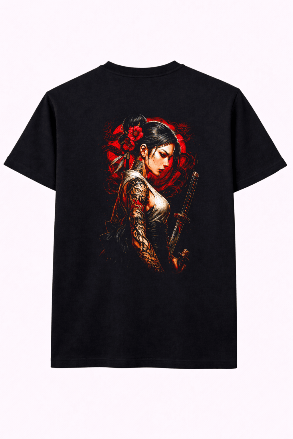 Heavy Cotton Oversized Halftone Japanese Warrior Tee - Gallagher&Keeney